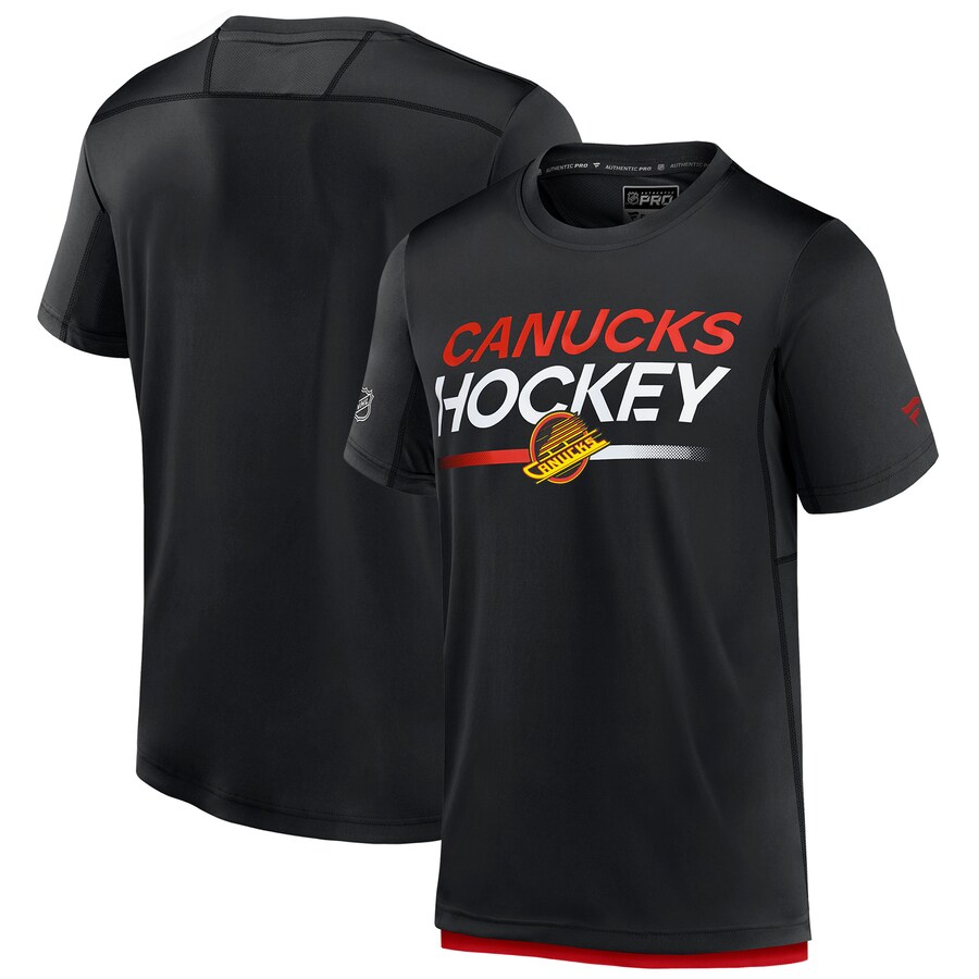 Men's Vancouver Canucks Fanatics Black Authentic Pro Tech T-Shirt - Puhuasuan
