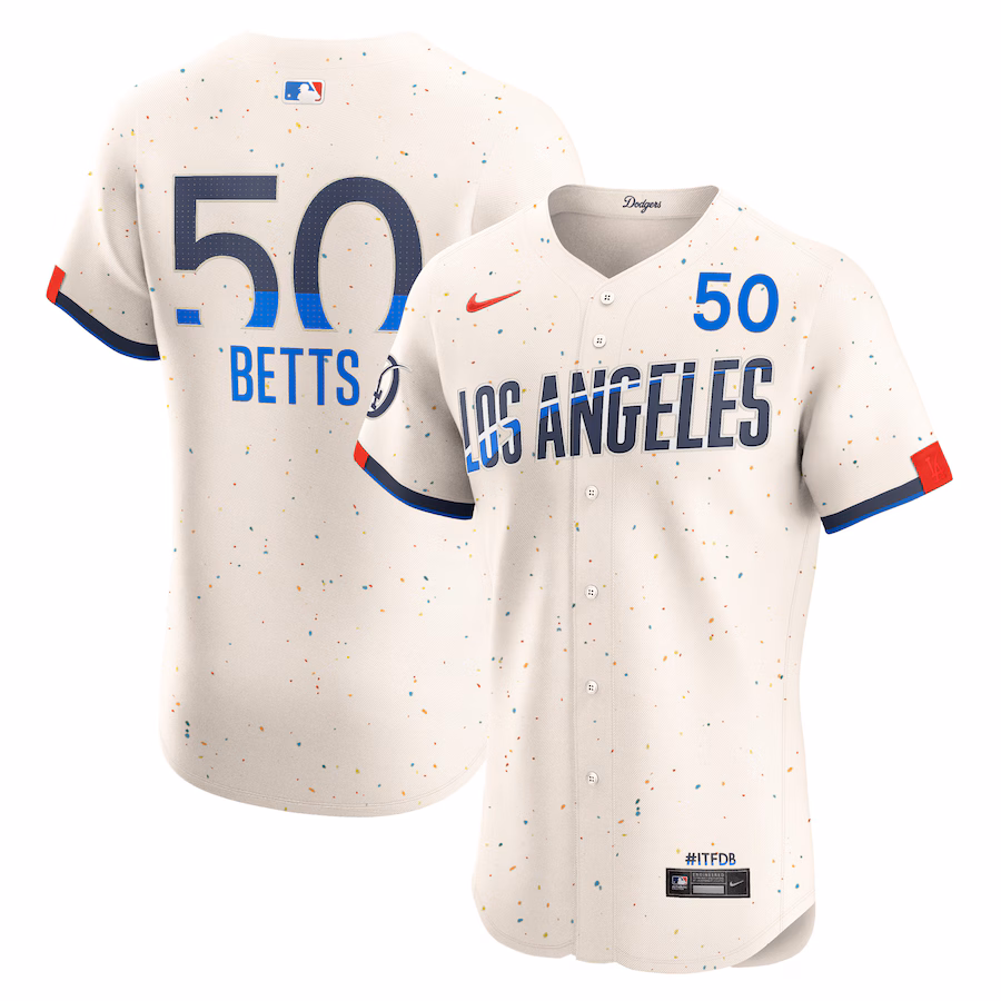 Men's Los Angeles Dodgers Mookie Betts Nike Cream City Connect Elite Player Jersey - Puhuasuan