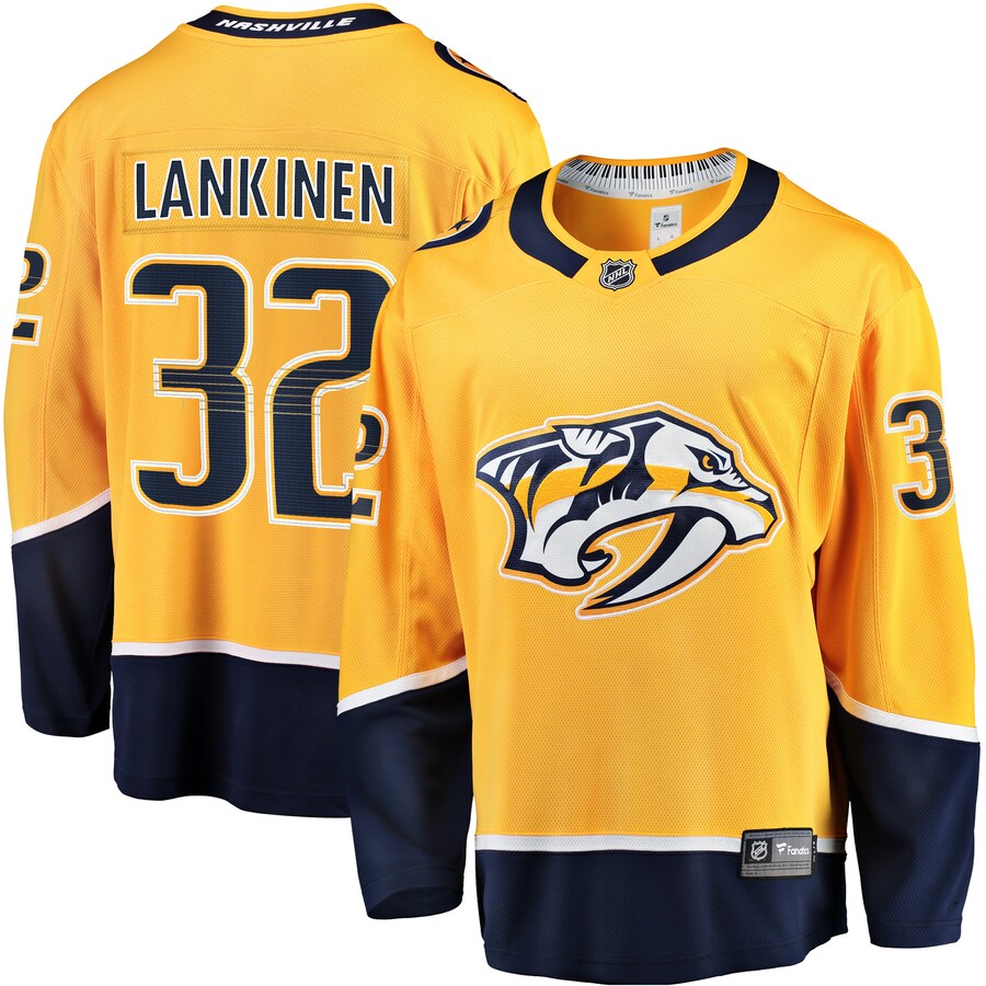 Men's Nashville Predators Kevin Lankinen Fanatics Branded Gold Home Breakaway Player Jersey - Puhuasuan