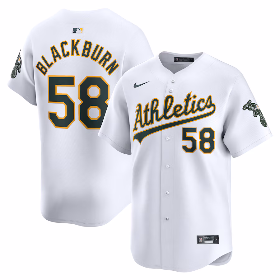 Men's Oakland Athletics Paul Blackburn Nike White Home Limited Player Jersey - Puhuasuan