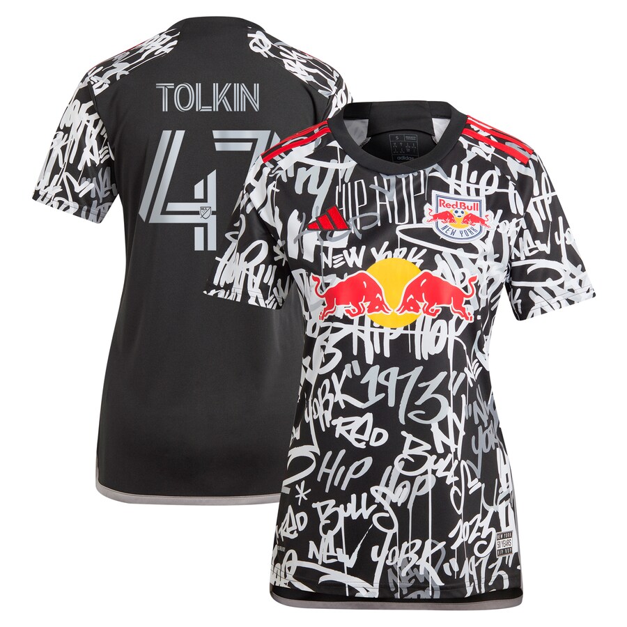 Women's New York Red Bulls John Tolkin adidas Black 2023 Freestyle Replica Player Jersey - Puhuasuan