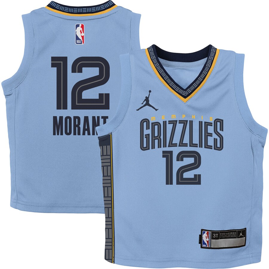 Preschool Memphis Grizzlies Ja Morant Jordan Brand Light Blue 2022/23 Statement Edition Jersey - Puhuasuan