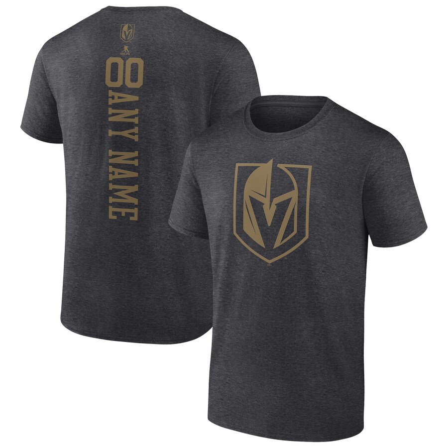 Men's Vegas Golden Knights Heathered Charcoal Personalized One Color T-Shirt - Puhuasuan