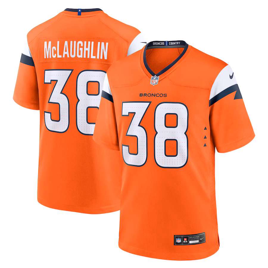 Men's Denver Broncos Jaleel McLaughlin Nike Orange Team Game Jersey - Puhuasuan
