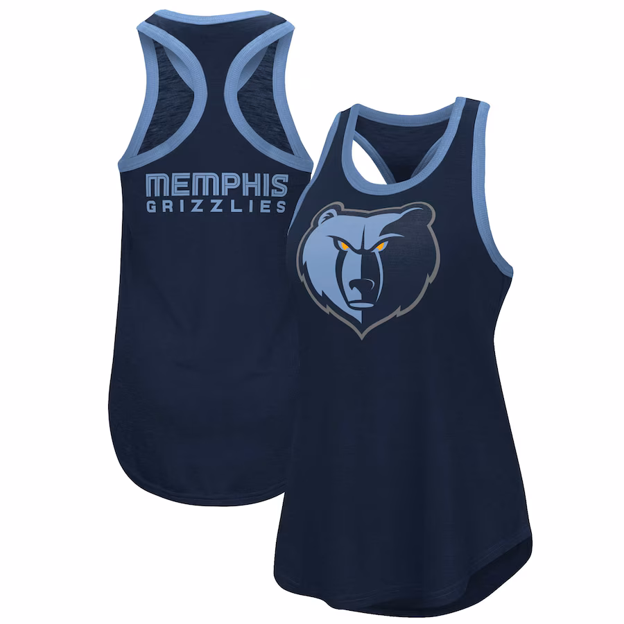 Women's Memphis Grizzlies G-III 4Her by Carl Banks Navy Showdown Scoop-Neck Racerback Tank Top - Puhuasuan