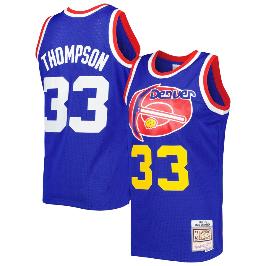 Men's Denver Nuggets David Thompson Mitchell & Ness Royal Hardwood Classics 1975/76 Swingman Jersey - Puhuasuan