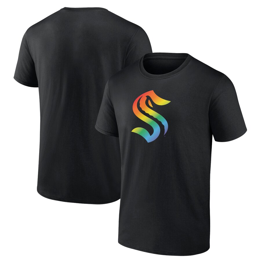 Men's Seattle Kraken Black Team Pride Logo T-Shirt - Puhuasuan