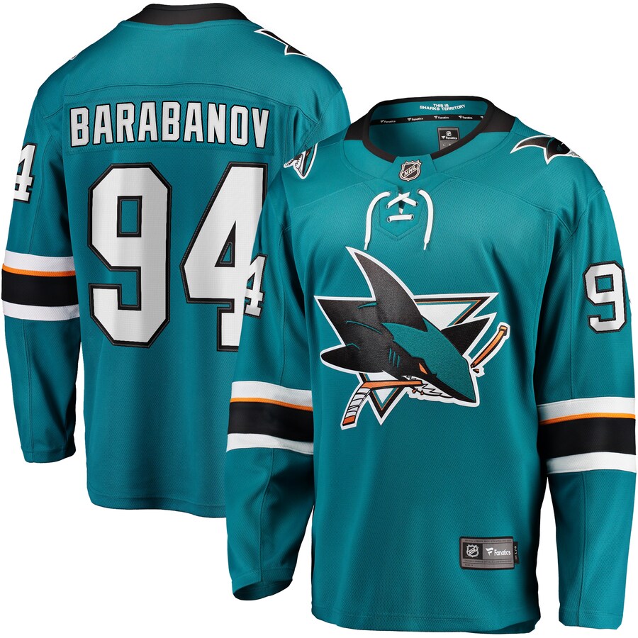 Men's San Jose Sharks Alexander Barabanov Fanatics Branded Teal Home Breakaway Jersey - Puhuasuan