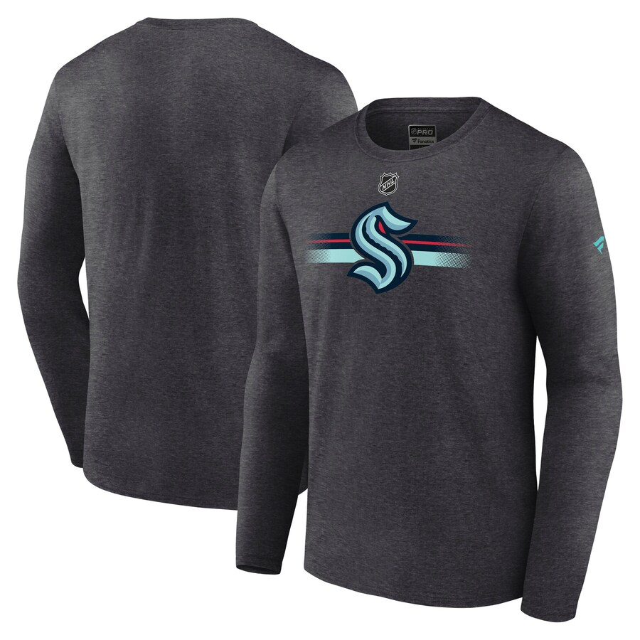 Men's Seattle Kraken Fanatics Heather Charcoal Authentic Pro Secondary Long Sleeve T-Shirt - Puhuasuan
