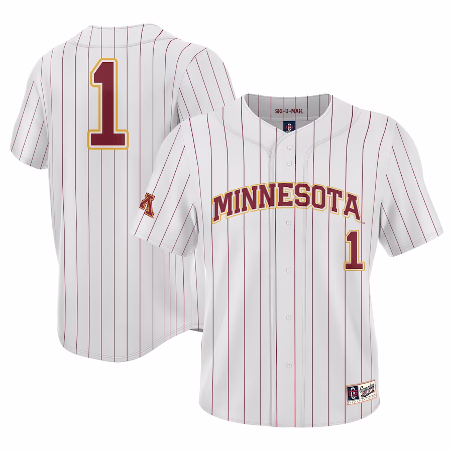 #1 Minnesota Golden Gophers GameDay Greats Youth Lightweight Baseball Jersey - White - Puhuasuan