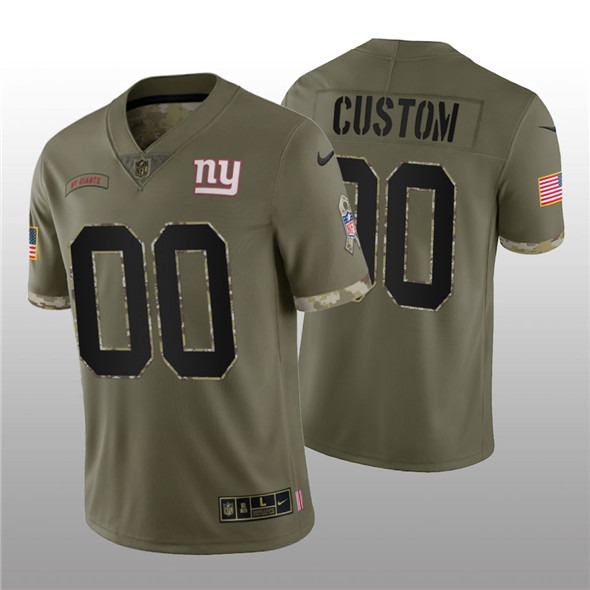 Men's New York Giants ACTIVE PLAYER Custom 2022 Olive Salute To Service Limited Stitched Jersey - Puhuasuan