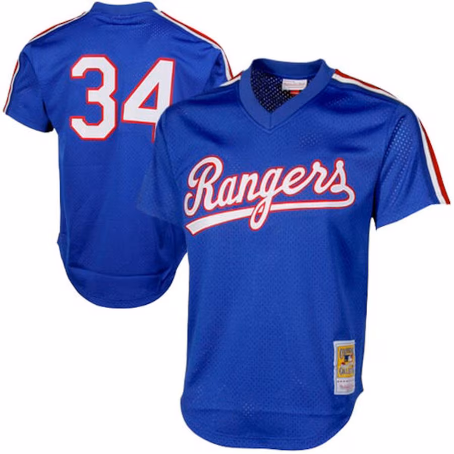 Men's Texas Rangers Nolan Ryan Mitchell & Ness Royal 1989 Authentic Cooperstown Collection Mesh Batting Practice Jersey - Puhuasuan