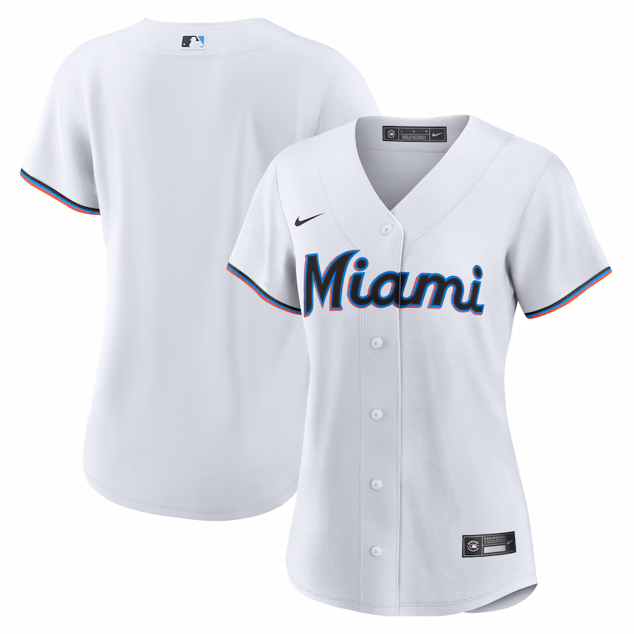 Women's Miami Marlins Nike White Replica Team Jersey - Puhuasuan