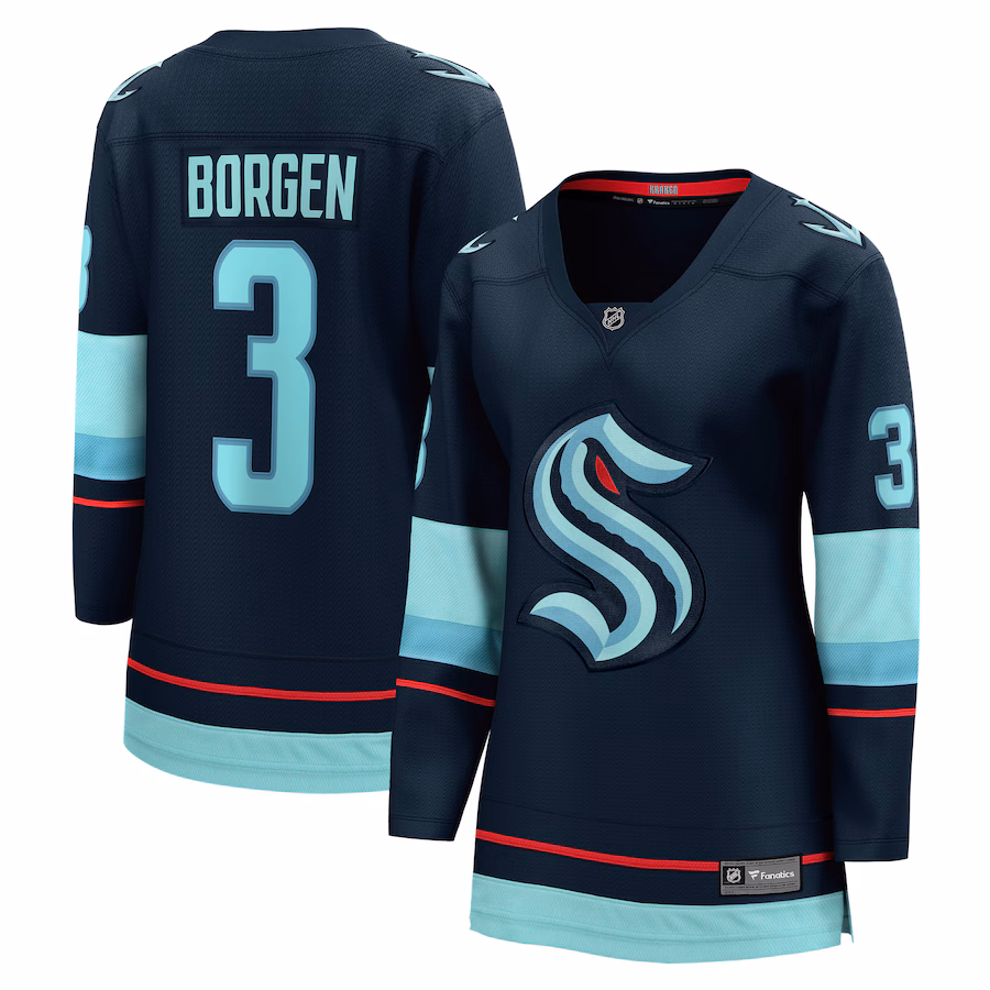 Women's Seattle Kraken Will Borgen Fanatics Deep Sea Blue Home Breakaway Player Jersey - Puhuasuan