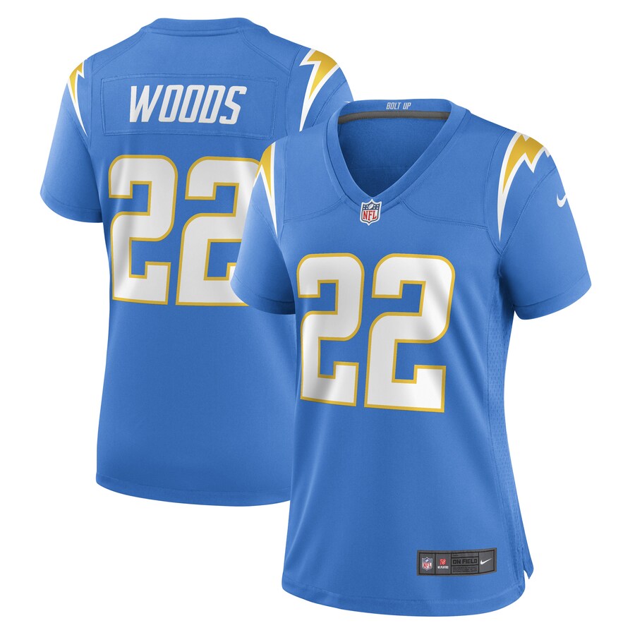 Women's Los Angeles Chargers JT Woods Nike Powder Blue Game Player Jersey - Puhuasuan