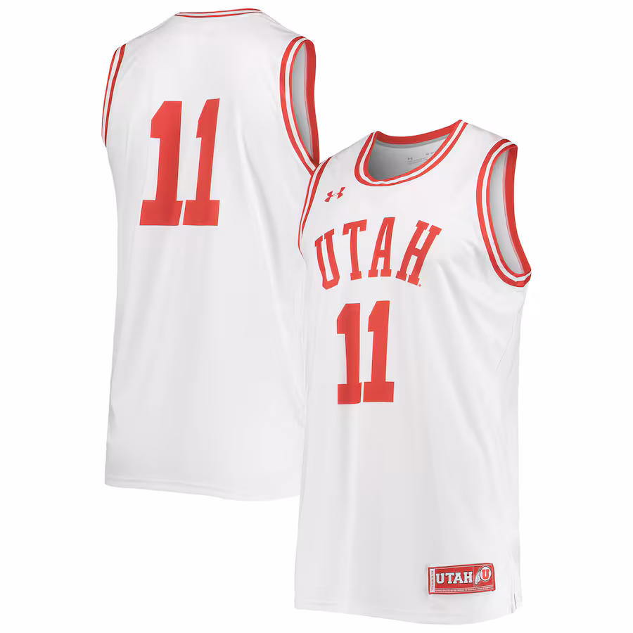 #11 Utah Utes Under Armour Replica Basketball Jersey - White - Puhuasuan