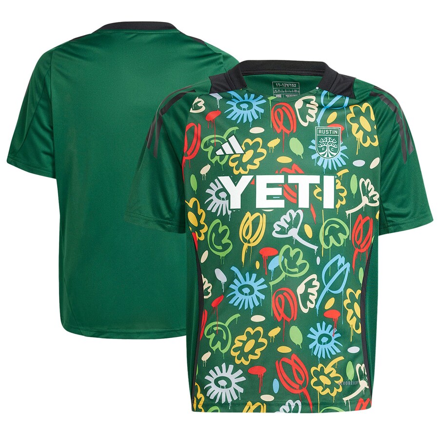 Youth Austin FC adidas Green 2024 One Planet Pre-Match Top - Puhuasuan