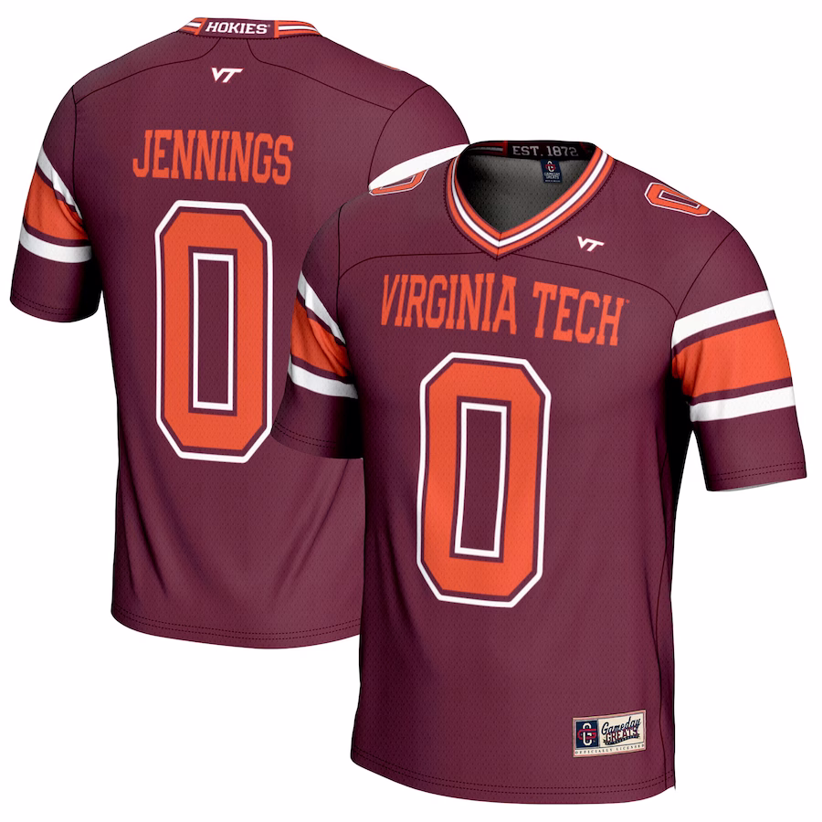 Ali Jennings Virginia Tech Hokies GameDay Greats NIL Player Football Jersey - Maroon - Puhuasuan