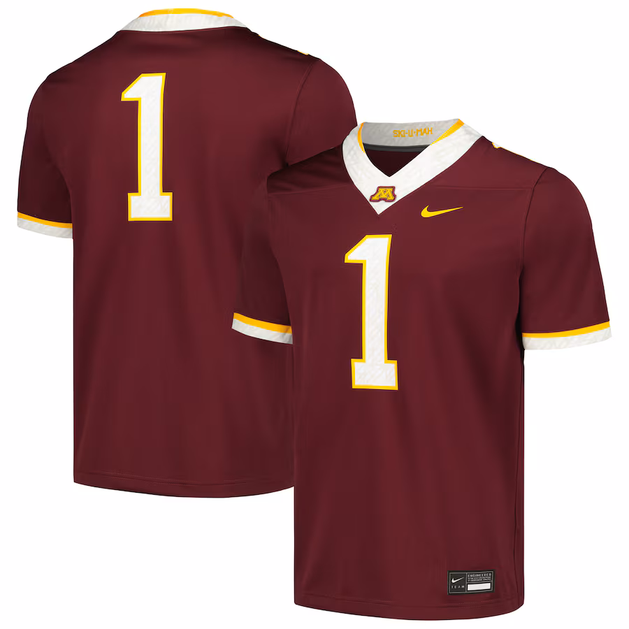 Men's Nike #1 Maroon Minnesota Golden Gophers Untouchable Football Replica Jersey - Puhuasuan