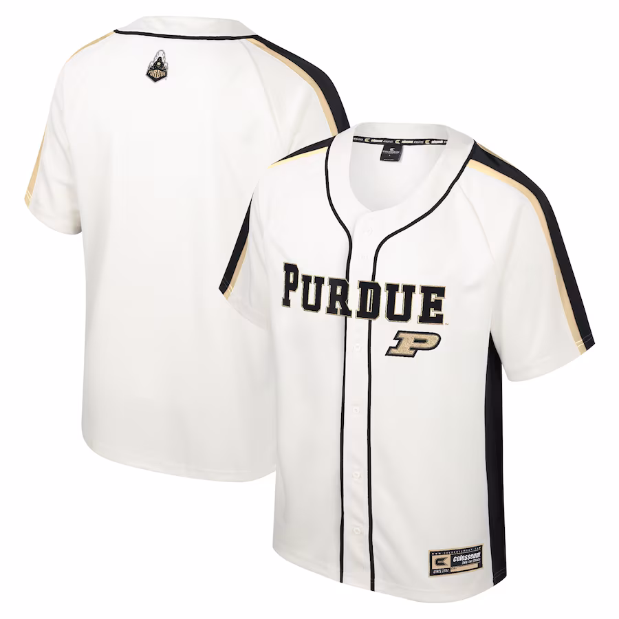 Men's Colosseum Cream Purdue Boilermakers Ruth Button-Up Baseball Jersey - Puhuasuan