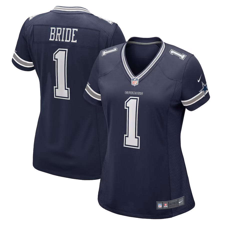 Women's Dallas Cowboys Number 1 Bride Nike Navy Game Jersey - Puhuasuan