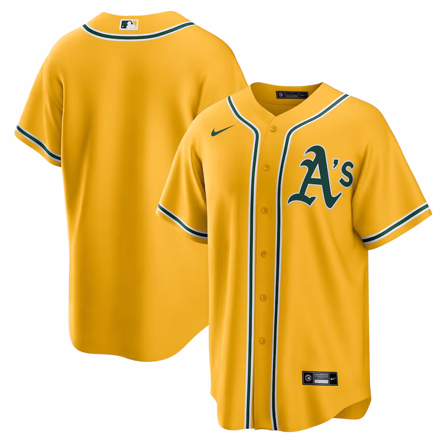 Men's Oakland Athletics Nike Gold Alternate Replica Team Jersey - Puhuasuan
