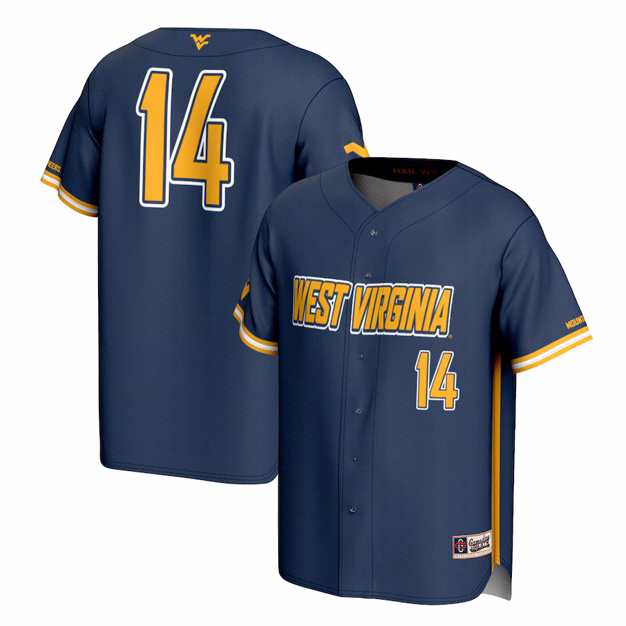 Unisex GameDay Greats #14 Navy West Virginia Mountaineers Lightweight Baseball Fashion Jersey - Puhuasuan