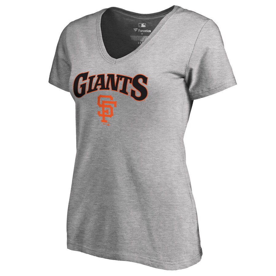Women's San Francisco Giants Ash Cooperstown Collection Wahconah V-Neck T-Shirt - Puhuasuan