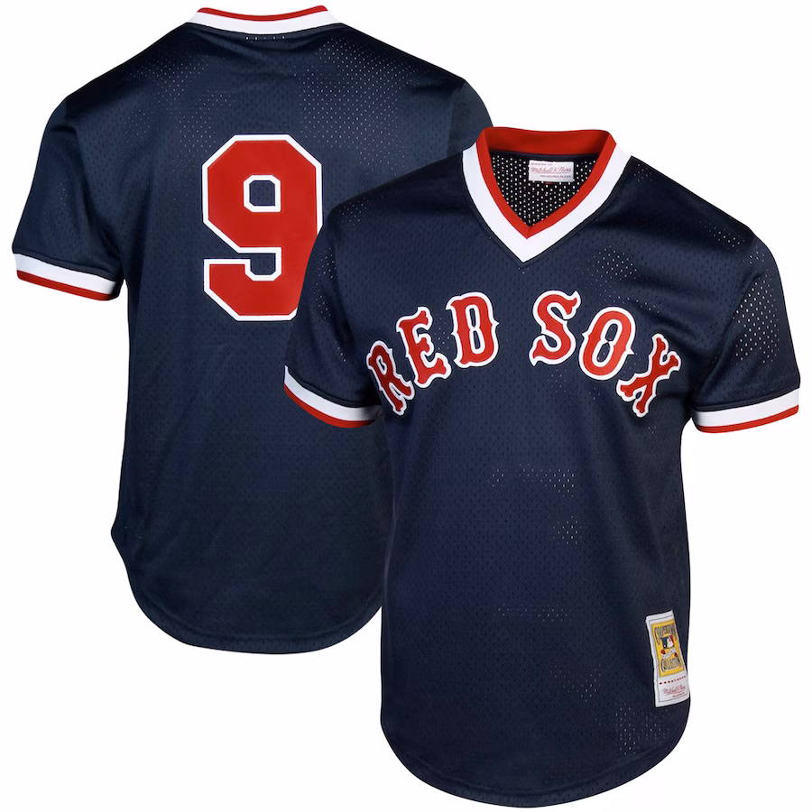 Men's Boston Red Sox Ted Williams Mitchell & Ness Navy Cooperstown Collection Big & Tall Mesh Batting Practice Jersey - Puhuasuan