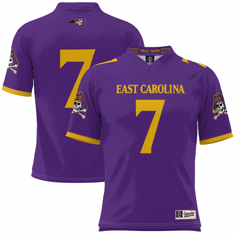 #1 ECU Pirates GameDay Greats Youth Football Jersey - Purple - Puhuasuan