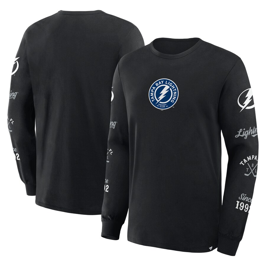 Men's Tampa Bay Lightning Fanatics Black Boxed In Legacy Long Sleeve T-Shirt - Puhuasuan
