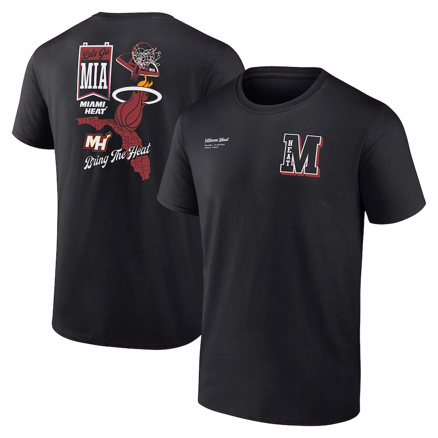 Men's Miami Heat Black Split Zone T-Shirt - Puhuasuan