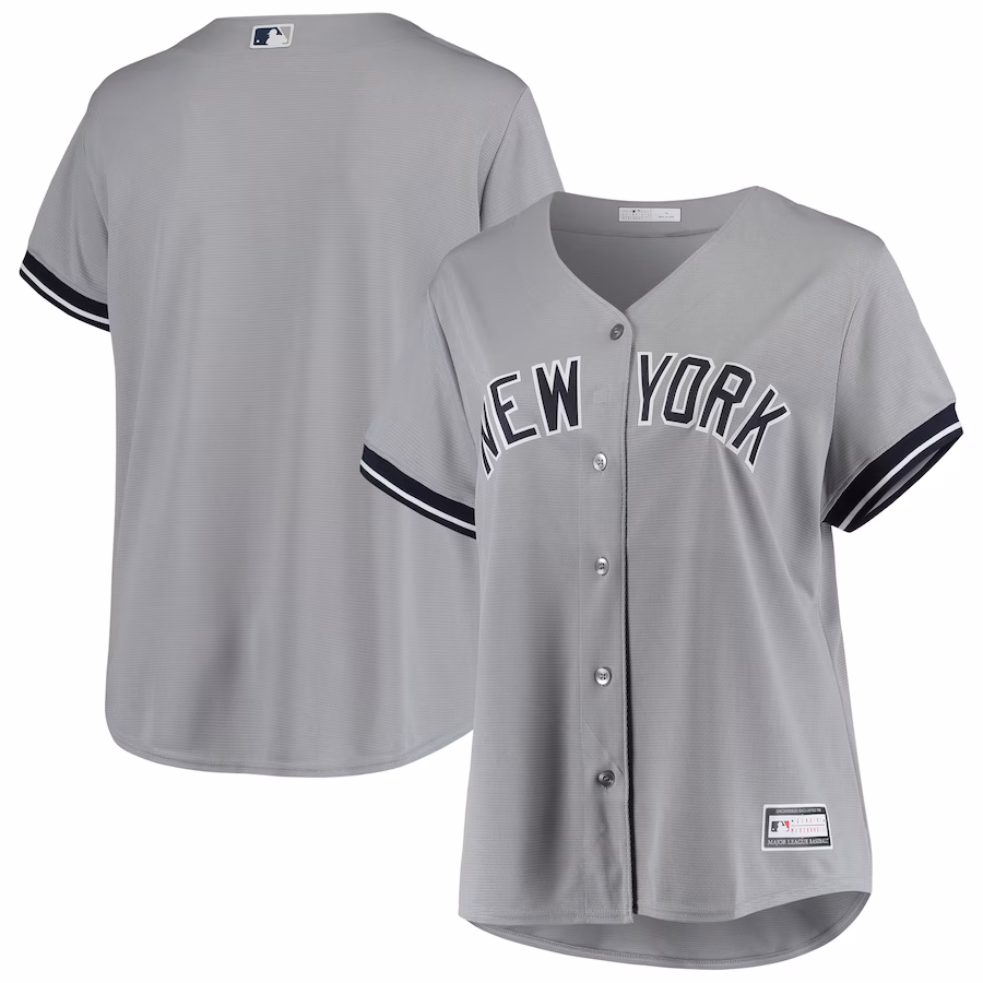 Women's New York Yankees Gray Plus Size Road Replica Team Jersey - Puhuasuan