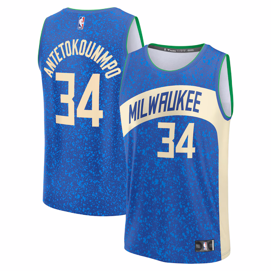 Men's Milwaukee Bucks Giannis Antetokounmpo Fanatics Royal Fast Break Jersey - City Edition - Puhuasuan