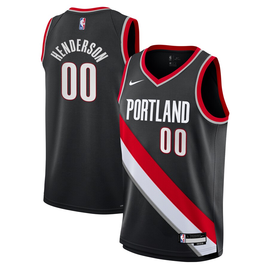Youth Portland Trail Blazers Scoot Henderson Nike Black Swingman Jersey - Icon Edition - Puhuasuan