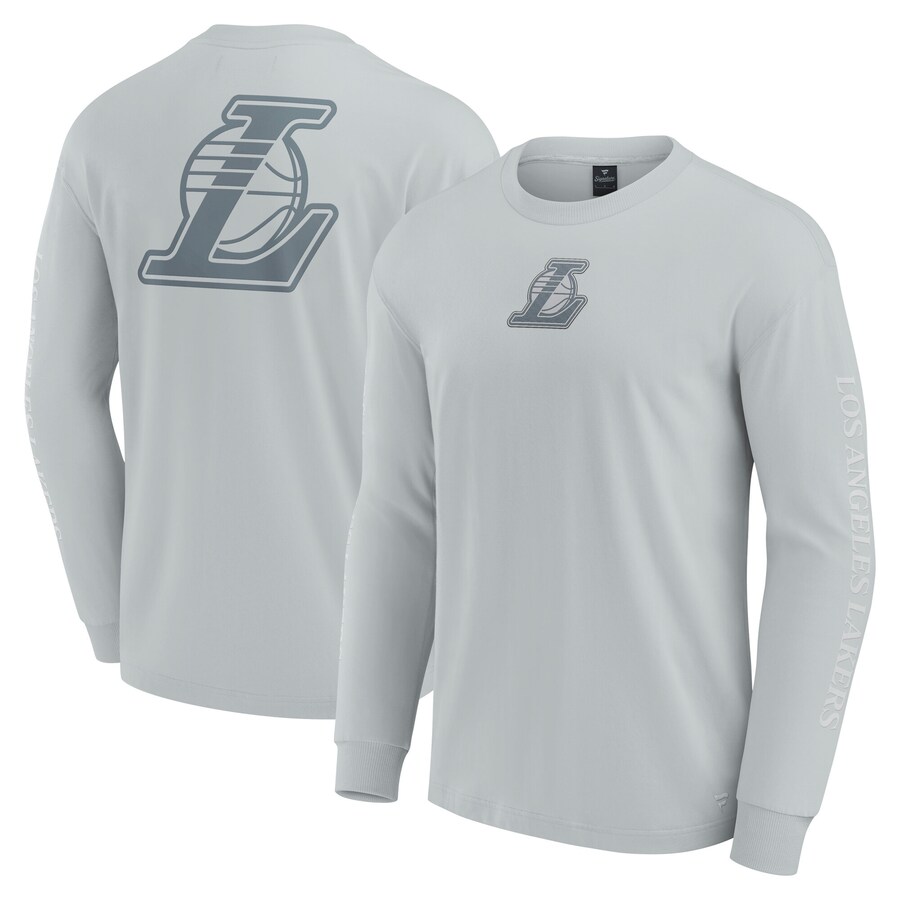 Men's Los Angeles Lakers Fanatics Gray Elements Strive Long Sleeve T-Shirt - Puhuasuan