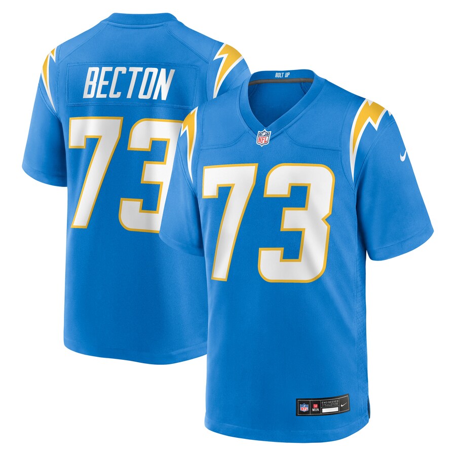Men's Los Angeles Chargers Mekhi Becton Nike Powder Blue Team Game Jersey - Puhuasuan