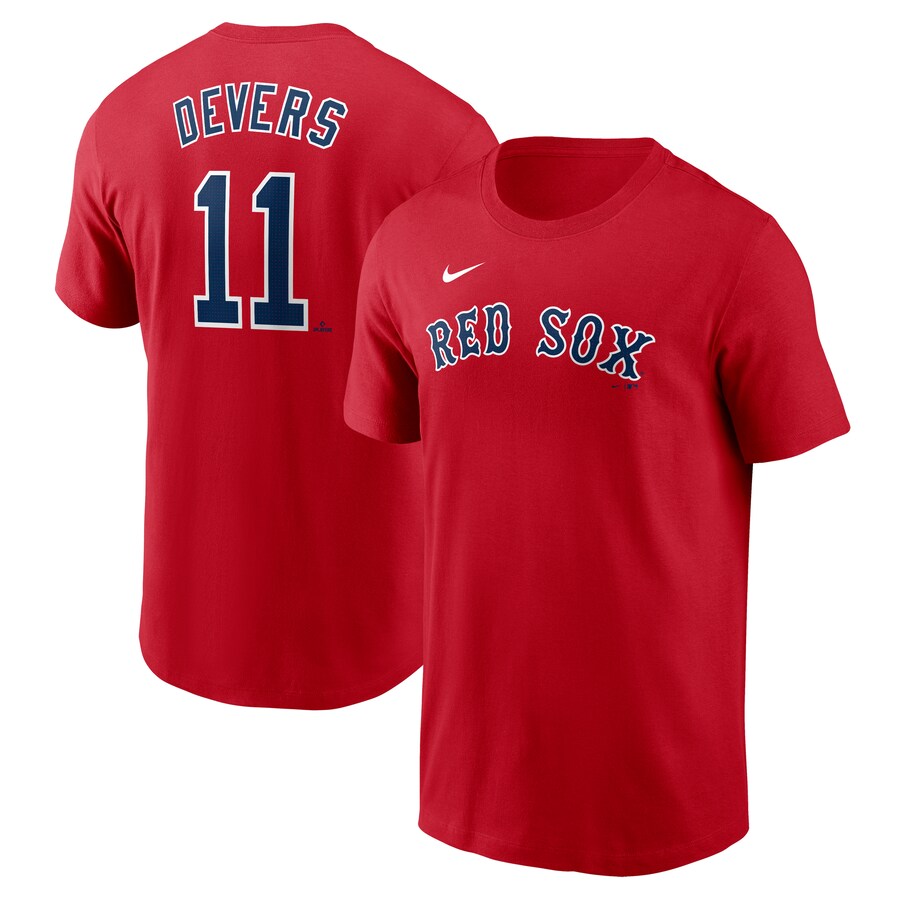 Men's Boston Red Sox Rafael Devers Nike Red Fuse Name & Number T-Shirt - Puhuasuan