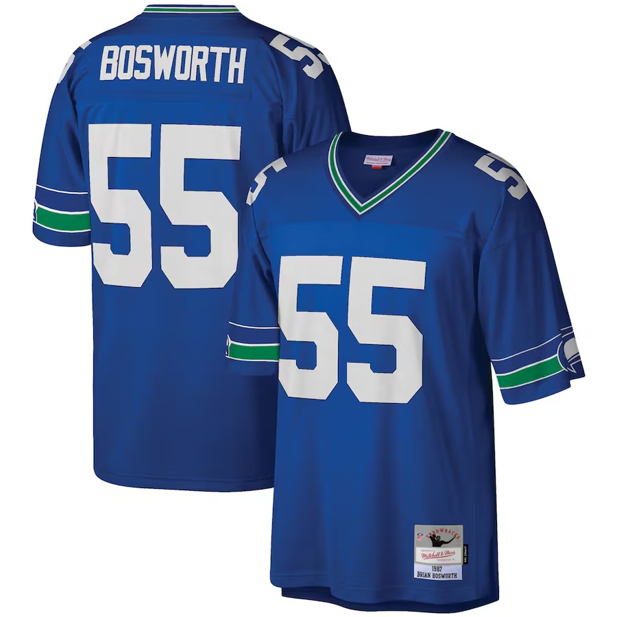 Men's Seattle Seahawks Brian Bosworth Mitchell & Ness Royal Legacy Replica Jersey - Puhuasuan