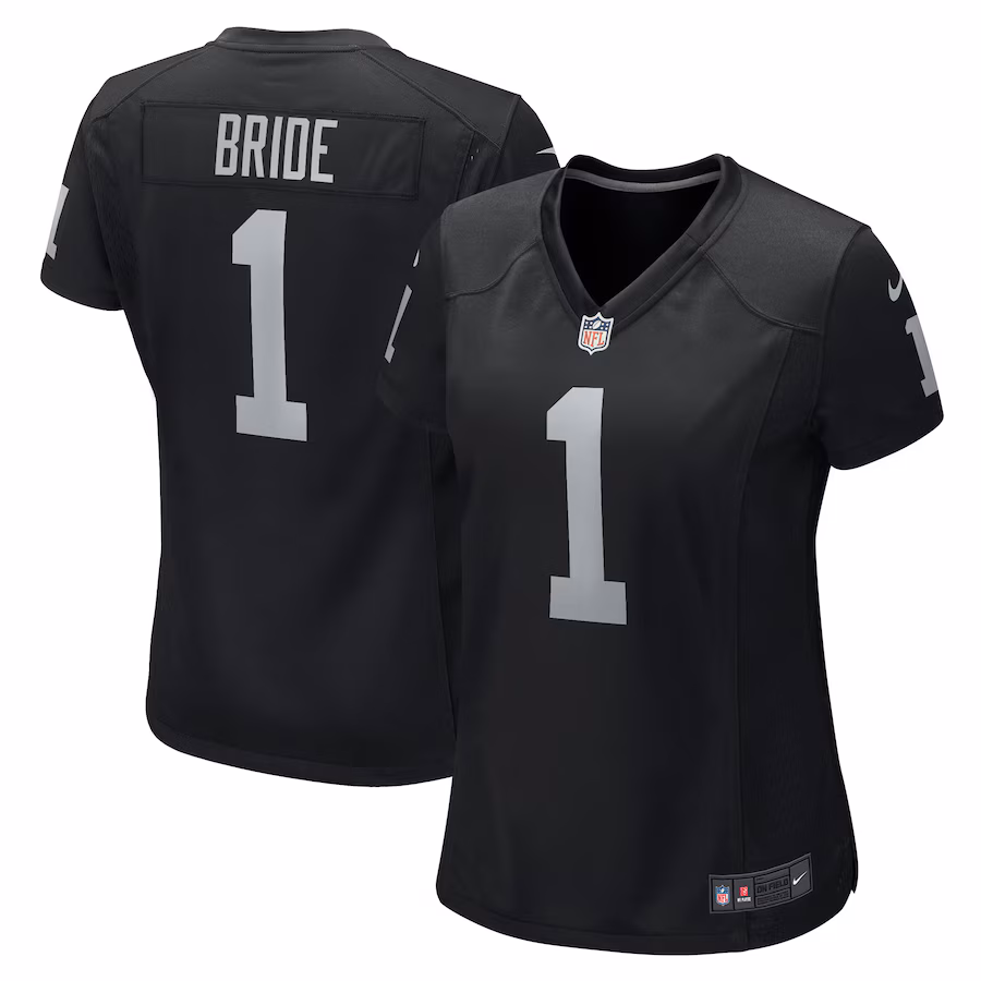 Women's Las Vegas Raiders Number 1 Bride Nike Black Game Jersey - Puhuasuan