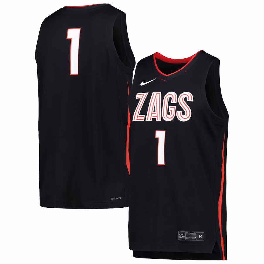 Gonzaga Bulldogs Nike Icon Replica Basketball Jersey - Black - Puhuasuan