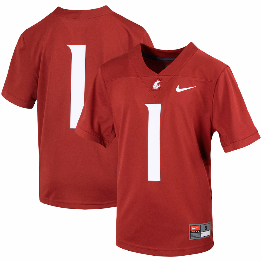 Youth Nike #1 Crimson Washington State Cougars Untouchable Football Jersey - Puhuasuan