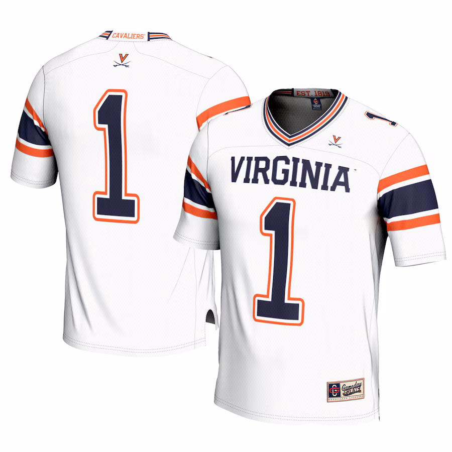 Men's GameDay Greats #1 White Virginia Cavaliers Football Jersey - Puhuasuan