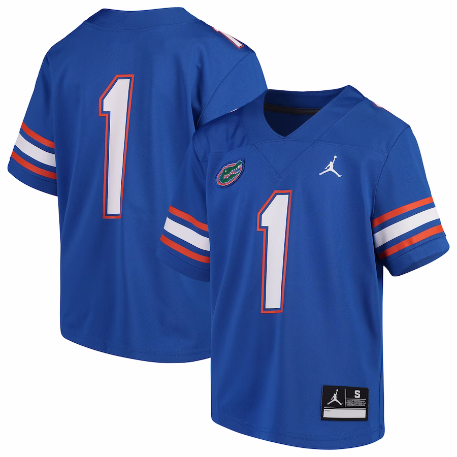 #1 Florida Gators Jordan Brand Youth Team Replica Football Jersey - Royal - Puhuasuan