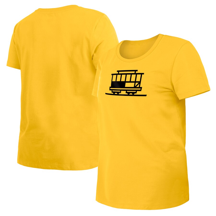Women's Golden State Warriors New Era Gold 2023/24 City Edition T-Shirt - Puhuasuan