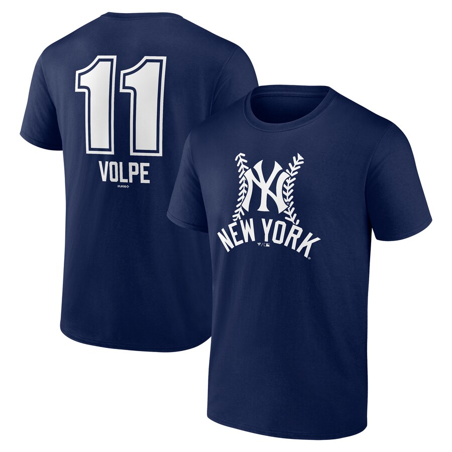 Men's New York Yankees Anthony Volpe Navy Fastball Player Name & Number T-Shirt - Puhuasuan