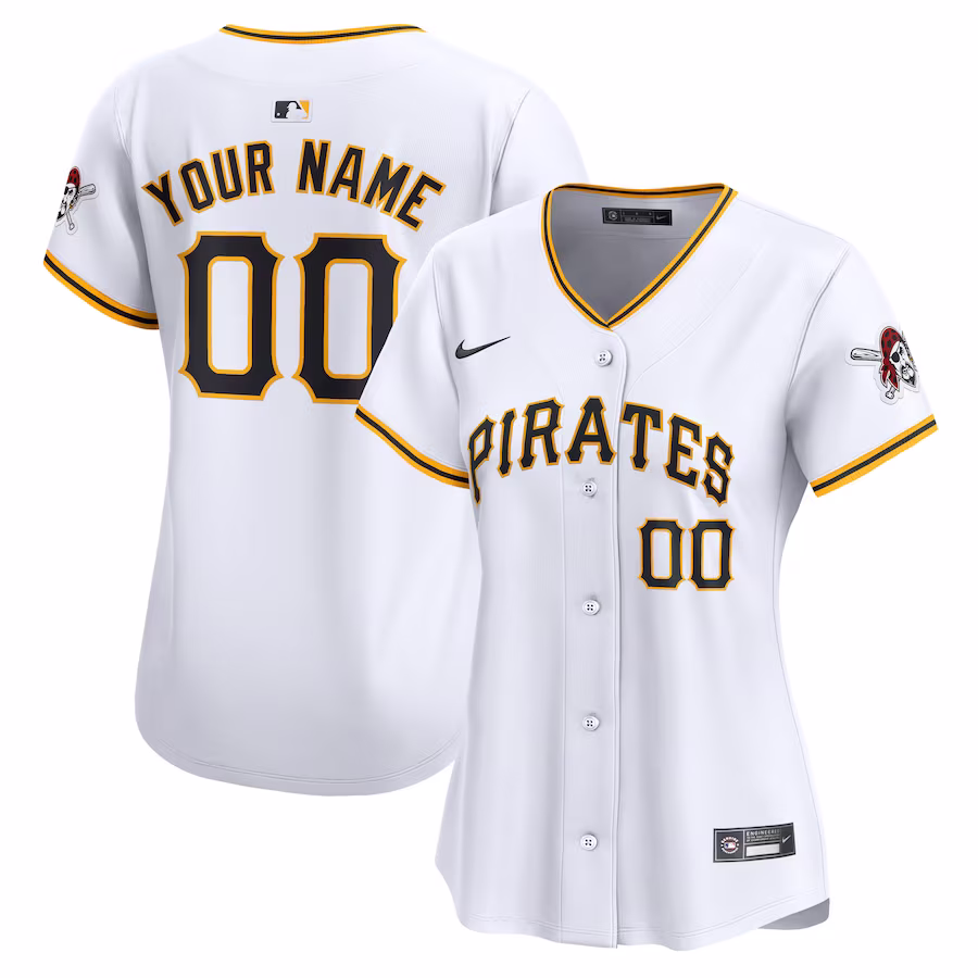 Women's Pittsburgh Pirates Nike White Home Limited Custom Jersey - Puhuasuan