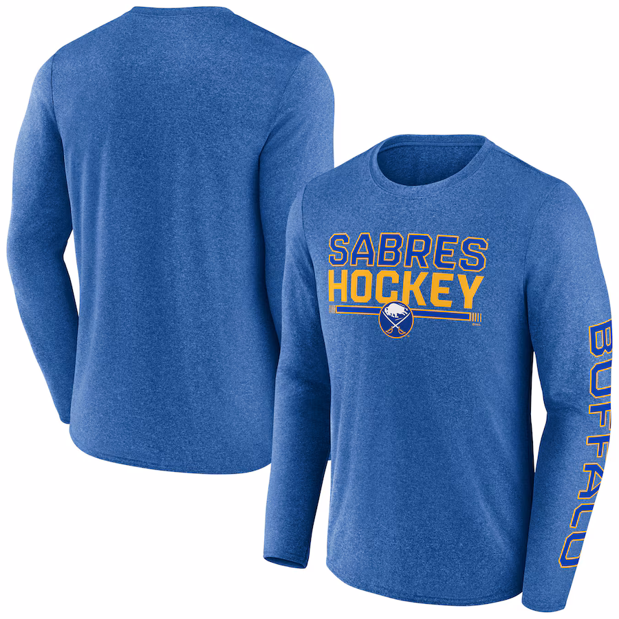Men's Buffalo Sabres Fanatics Heather Royal Sweep Iconic Synthetic Long Sleeve T-Shirt - Puhuasuan