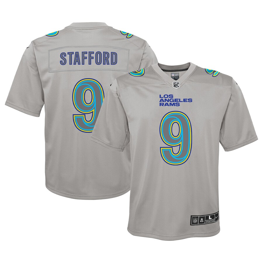 Youth Los Angeles Rams Matthew Stafford Nike Gray Atmosphere Game Jersey - Puhuasuan
