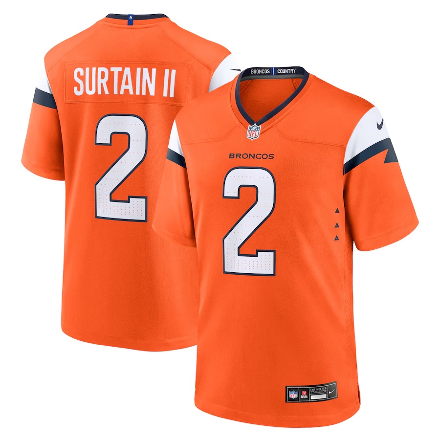 Men's Denver Broncos Patrick Surtain II Nike Orange Mile High Collection Game Jersey - Puhuasuan